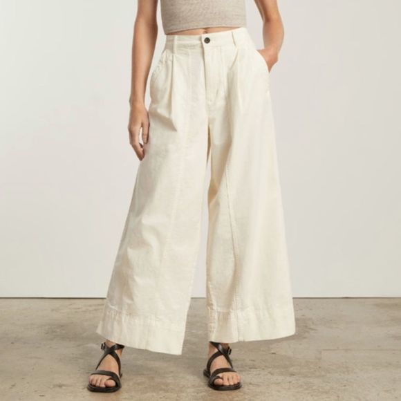 Everlane Pants - NEW Everlane Womens The Tourist Pants High Rise Wide Leg Cream White Size 2